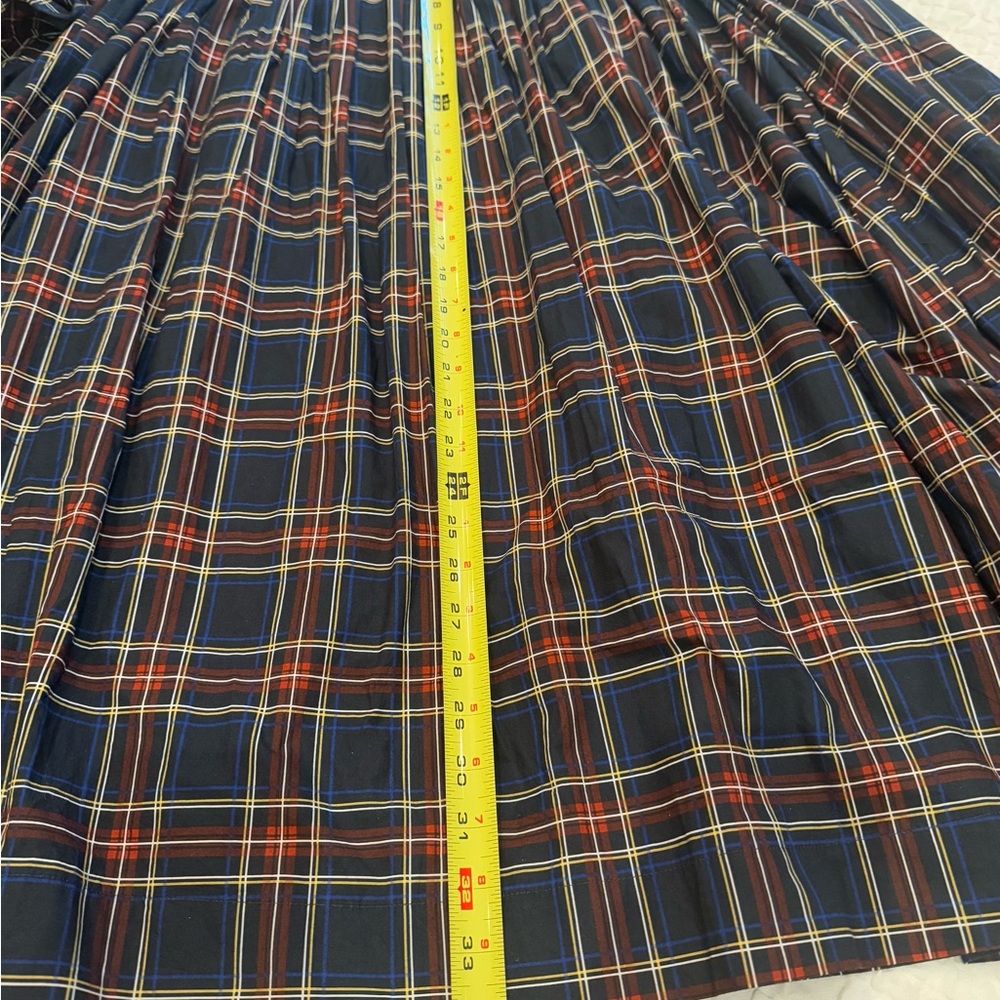 Ganni Plaid Long-Sleeve Cotton Dress - Picture 12 of 13